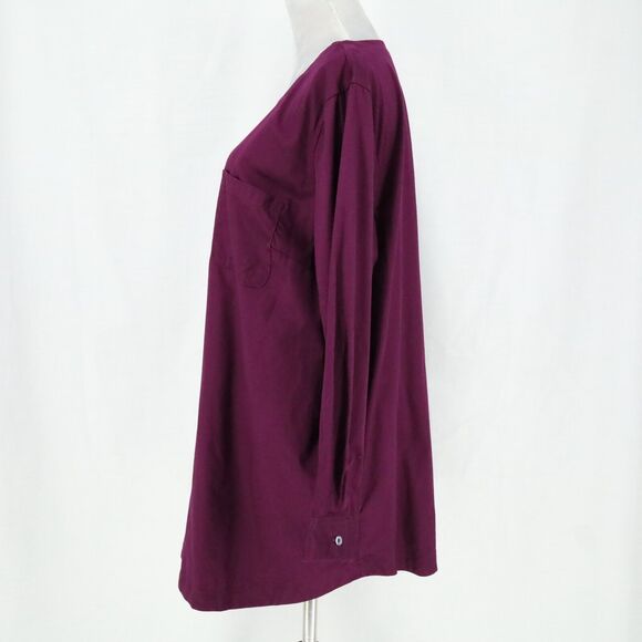 Coldwater Creek Top Plus Size 20W Plum Tunic Stretch Cotton Blouse Pockets - Picture 12 of 13